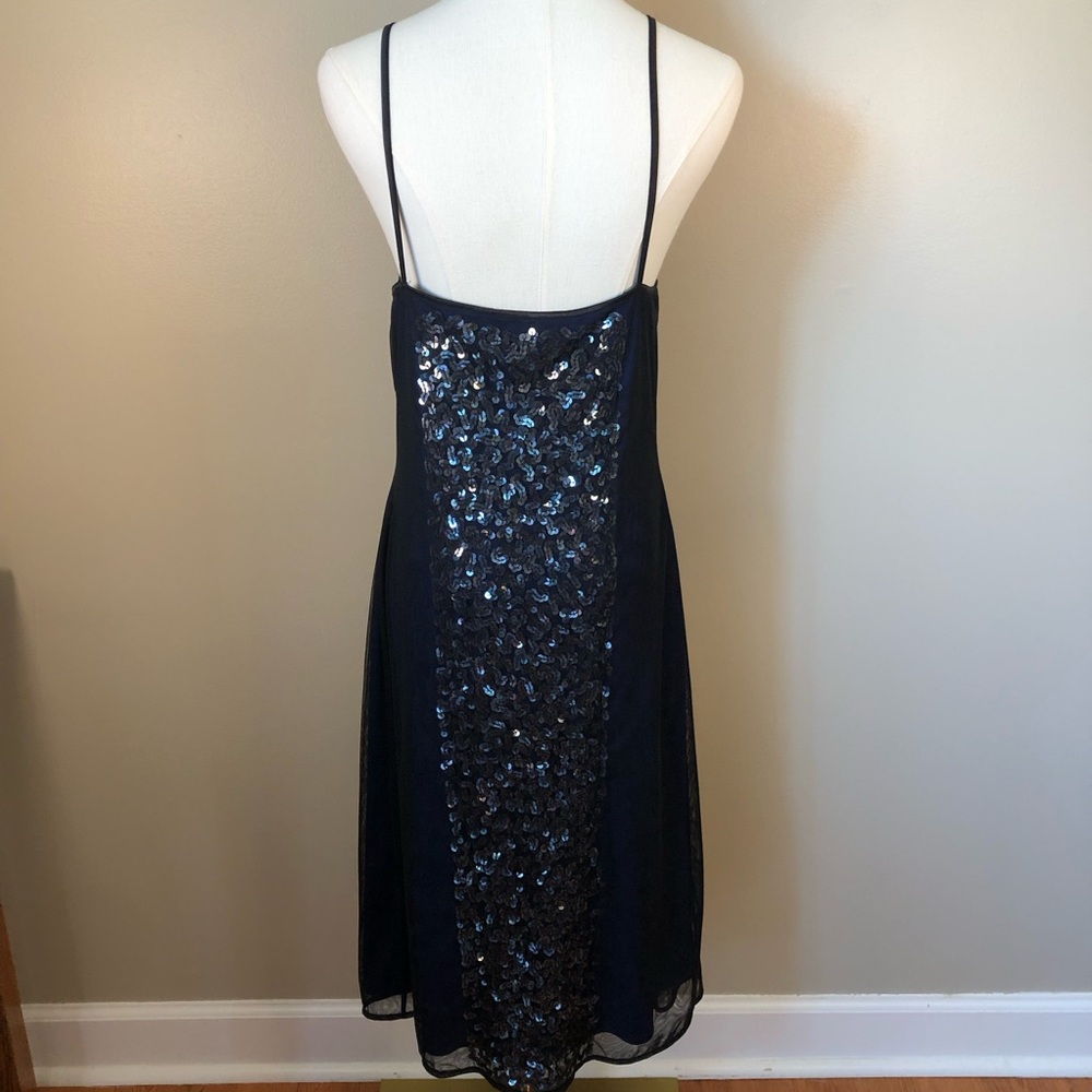 NWT Adrianna Papell Midnight Blue Sequin Evening Sleeveless Midi Dress Size 14 - Picture 2 of 8